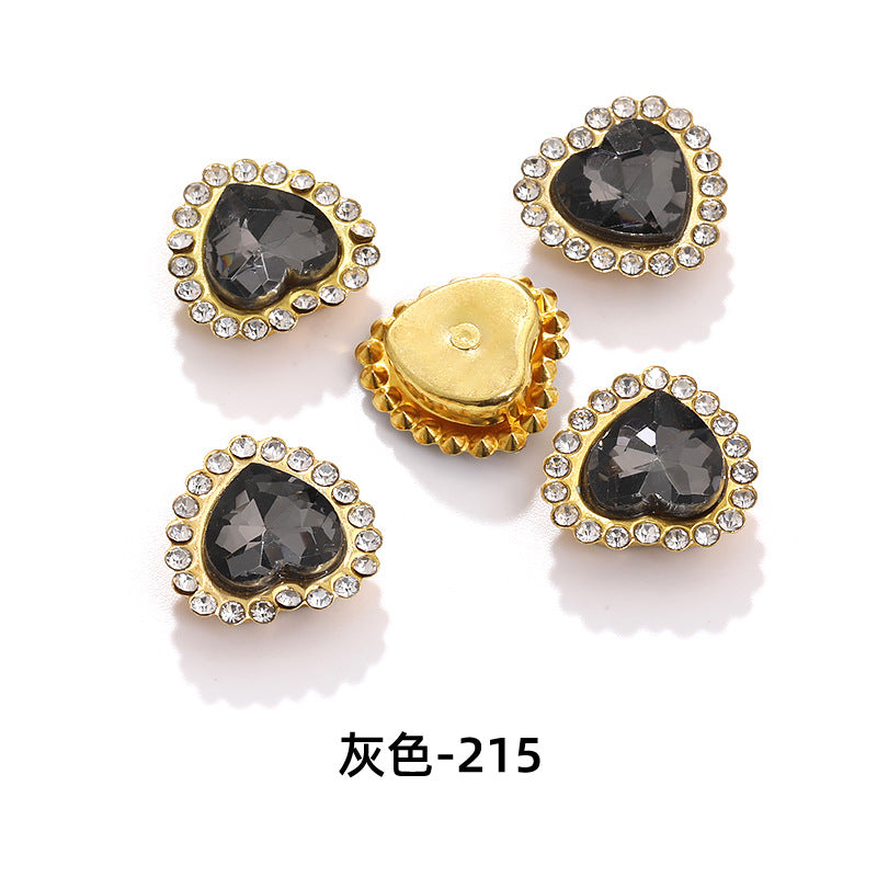 Factory wholesale Peach Heart Sunflower double-layer heart-shaped glass hand-sewn diamond DIY shoes and bags, clothing accessories, accessories