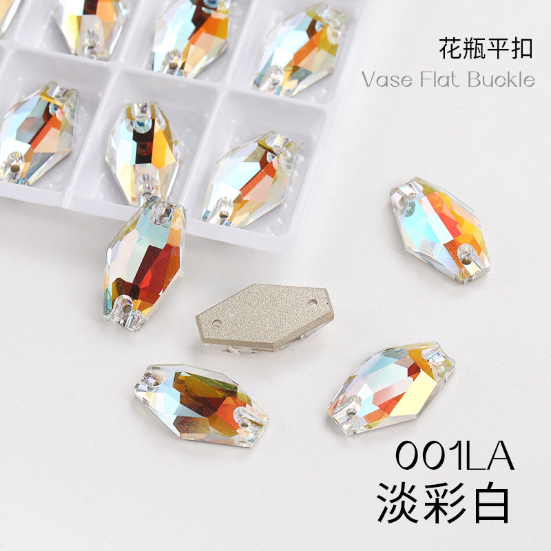 Factory wholesale flat buckle flat bottom hand-stitched rhinestone vase crystal stone ultra-glitter scratch-free packaging glass diamond