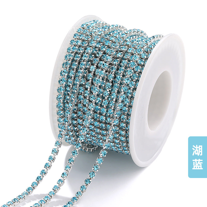 Hot Selling Multicolor White K Claw Chain 2 2.5 2.8 3mm Dense Crystal Glass Drill Claw Chain DIY Clothing Decorations