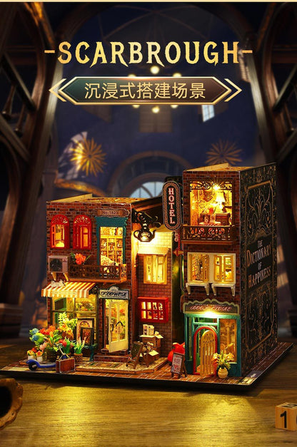 Jiate DIY Cottage Scarborough 3D Stereoscopic Handmade Assembly with Light Book Standing Model Exquisite Ornaments Gift Female