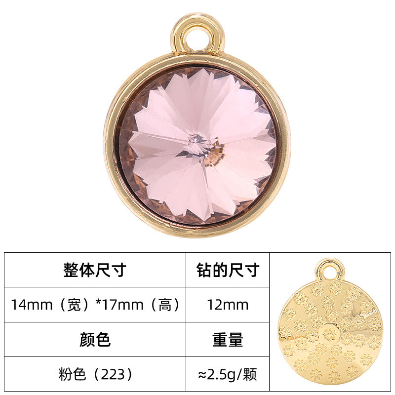 12mm satellite single hanging glass diamond single-hole alloy pendant inlaid with round crystal diamond earrings jewelry DIY accessories