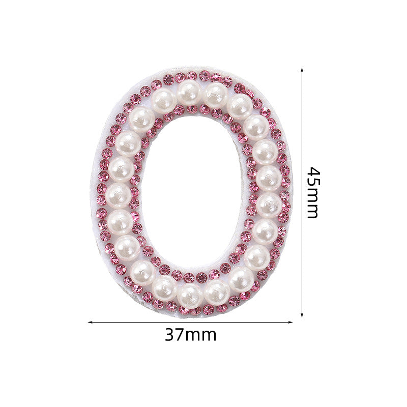 Pink rhinestone pearl letter stickers for clothing DIY, luggage accessories, decorative fabric stickers, 26 English letters hat stickers