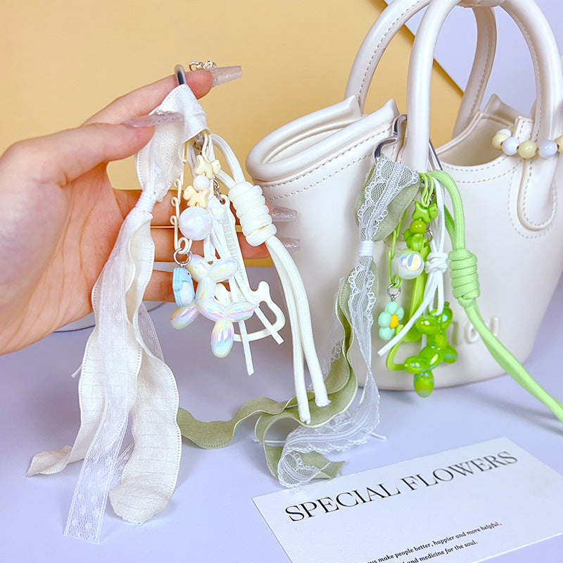 Creative DIY guitar balloon dog keychain pendant cute girly heart miu series bag pendant accessories trinkets