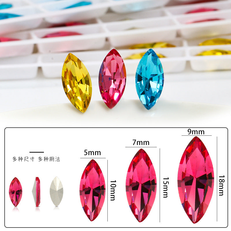 Cross-border Internet celebrity K9 diamond-shaped diamond pointed bottom, special-shaped marquise crystal diamond earrings, necklace accessories, nail art, sparkling diamonds