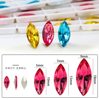 Cross-border Internet celebrity K9 diamond-shaped diamond pointed bottom, special-shaped marquise crystal diamond earrings, necklace accessories, nail art, sparkling diamonds