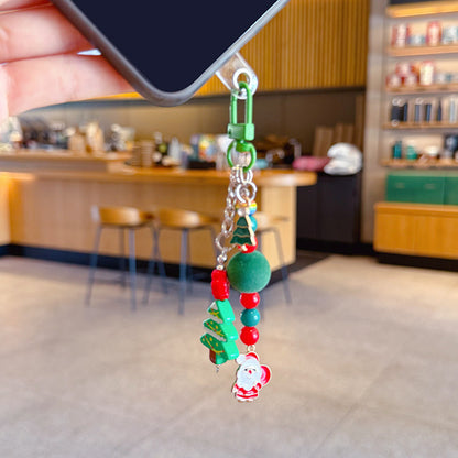 Creative PU Leather Christmas Tree Keychain Pendant Couple Car Bag Keychain Pendant Christmas Gift