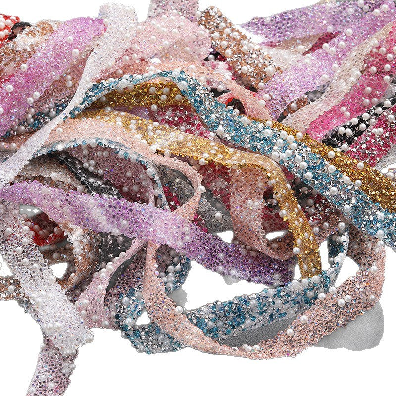 Cross-border hot product: 1.2cm wide resin diamond with rhinestone tape, double-sided tape, for clothing, bags, shoe materials, and accessories, adhesive after peeling off