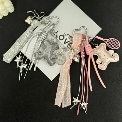 Three-dimensional cartoon three-dimensional leather giraffe pattern bear keychain bag pendant