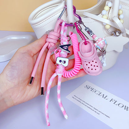 Creative handmade DIY hole shoes bracelet keychain couple miu tie bag pendant keychain small pendant accessories