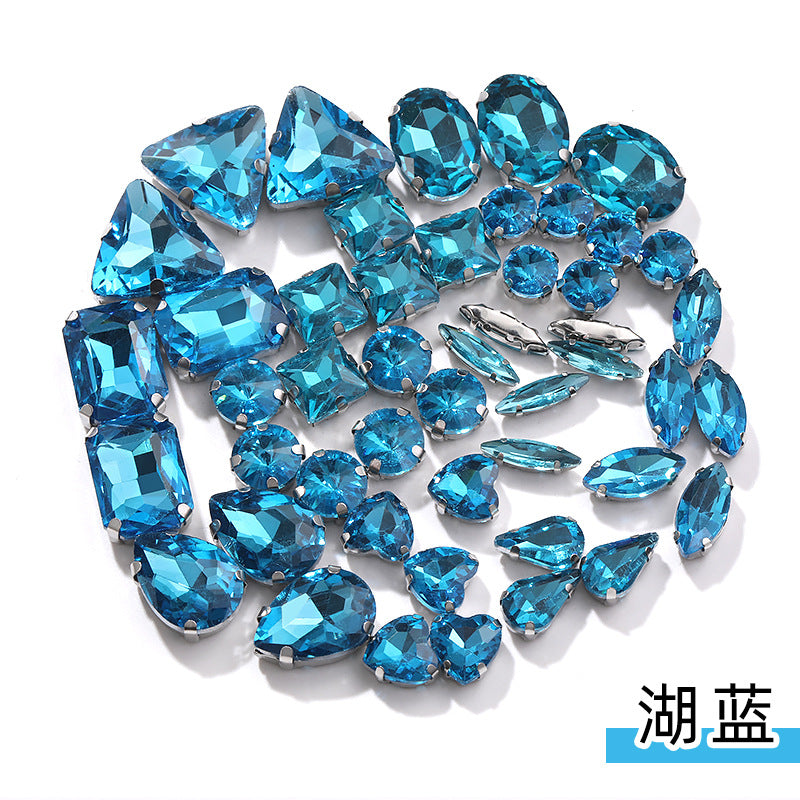Mixed Four-Corner Claw Rhinestones - Silver Crystal Glass Hand-Sewn Wedding Dress Accessories 50pcs