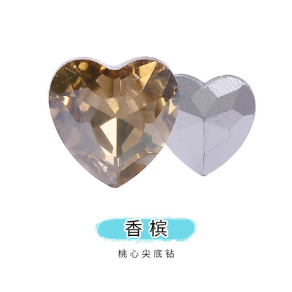 Heart Pointed Bottom Diamond Rhinestones - Crystal Glass Phone Sticker Clothing Headband Jewelry Accessories