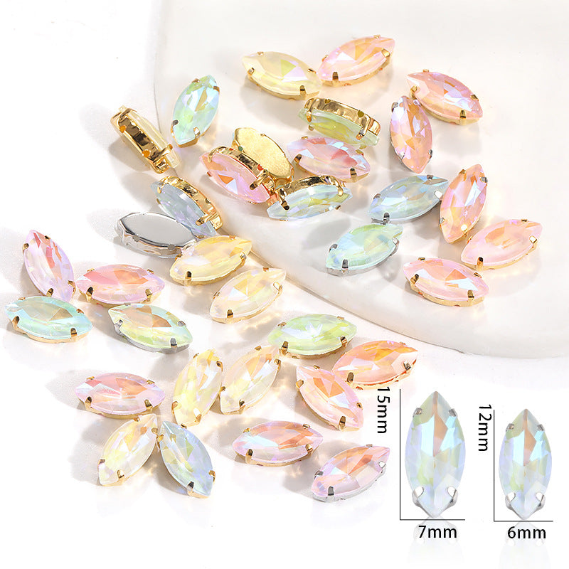 Cross-border wholesale: new horse-eye mocha fluorescent four-corner claw drill DIY accessory materials, footwear accessories