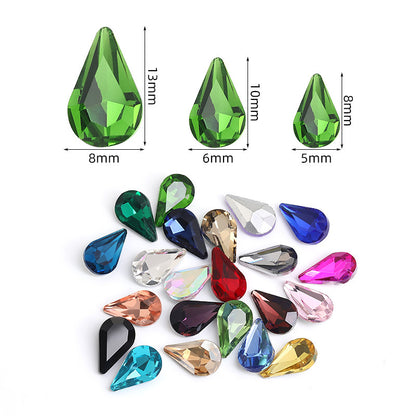 Long Drop Teardrop Diamond Rhinestones - Silver Crystal Luggage Jewelry Nail Art Clothing Hair Accessories