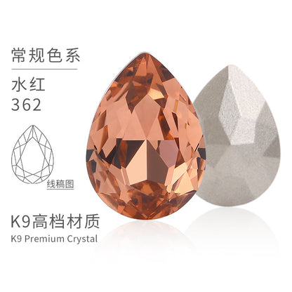 K9 material, pointed bottom pear-shaped rhinestone, color-resistant base, clothing crystal accessories, high-end pinkstone rhinestone