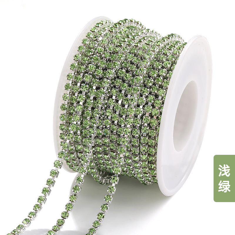 Hot Selling Multicolor White K Claw Chain 2 2.5 2.8 3mm Dense Crystal Glass Drill Claw Chain DIY Clothing Decorations