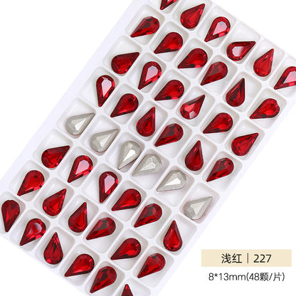 Cross-border source: Guazi pointed water drop, high-top diamond, special-shaped water rhinestone, DIY jewelry accessories, pointed bottom diamond, nail art sticker, diamond material