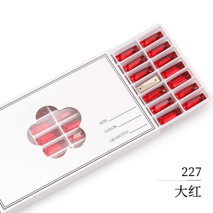 Double Hole Long Bar Flat Bottom Rhinestone - Hand-Stitched Scratch-Resistant AB Color Straight Strip Flat Buckle for Clothing Luggage