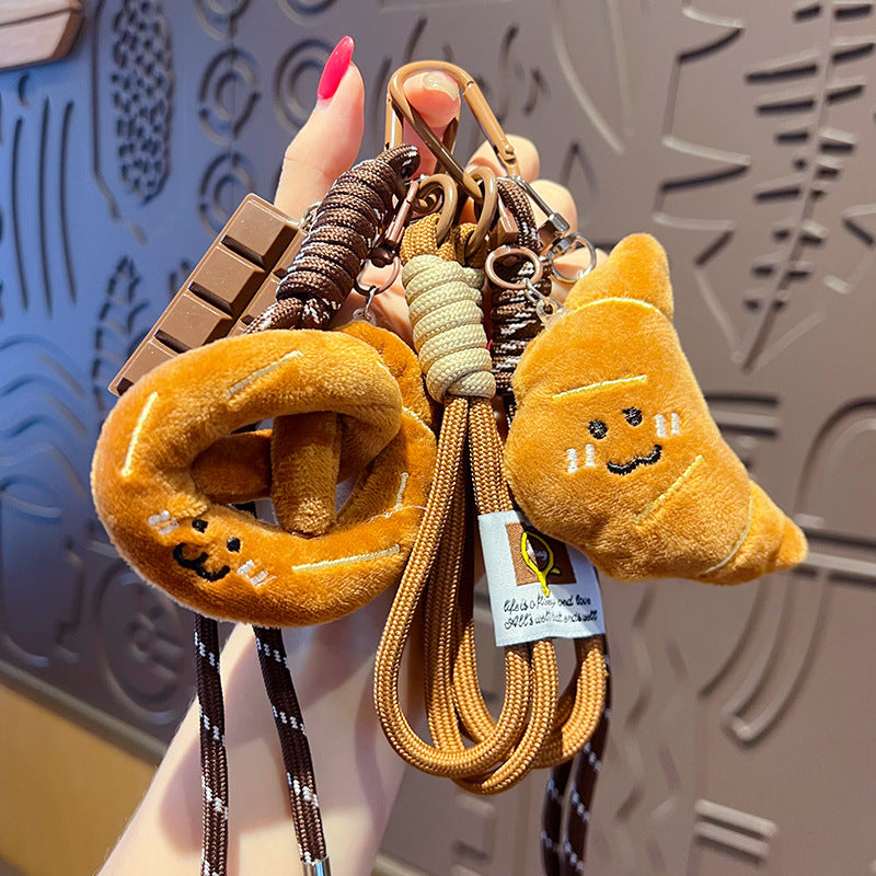 Creative MIU plush bread bracelet keychain pendant couple car key chain bag pendant small gift