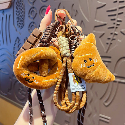 Creative MIU plush bread bracelet keychain pendant couple car key chain bag pendant small gift