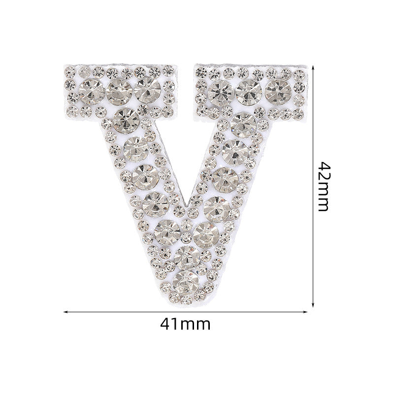 Full rhinestone letter diy clothing accessories white rhinestone hot rhinestone patch hot patch patch english 26 english letters