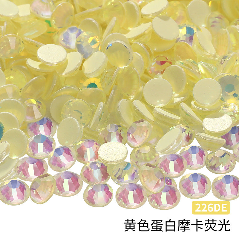 Guomao A-Diamond Even-Face Protein Mocha Fluorescent Ultra-Glitter Glass Diamond Jewelry Accessories DIY Phone Case Accessories Flat-Bottom Diamond