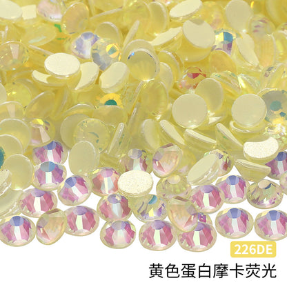 Guomao A-Diamond Even-Face Protein Mocha Fluorescent Ultra-Glitter Glass Diamond Jewelry Accessories DIY Phone Case Accessories Flat-Bottom Diamond