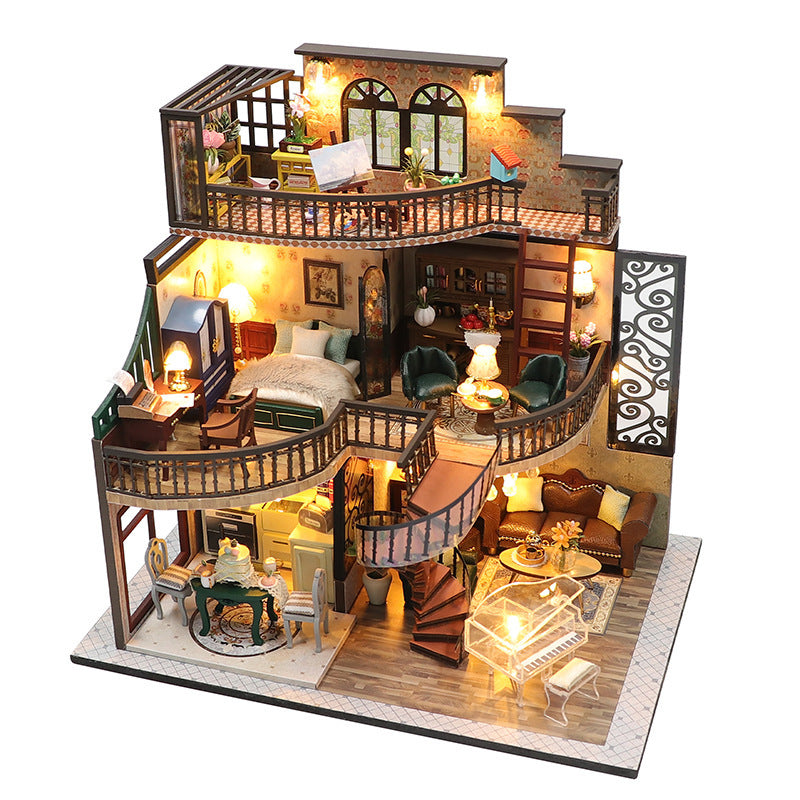 M213 Dream Building High Pavilion DIY Hand Assembled Wooden Cabin 3D Three-dimensional European Assembly Cabin Cross-border Toys