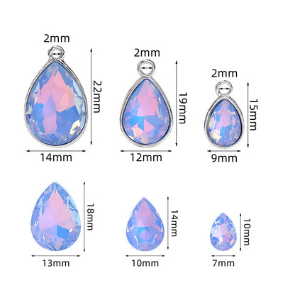 Waterdrop single pendant, teardrop zinc alloy base with glass inlaid with diamonds, protein mocha diamond, water drop single pendant accessory