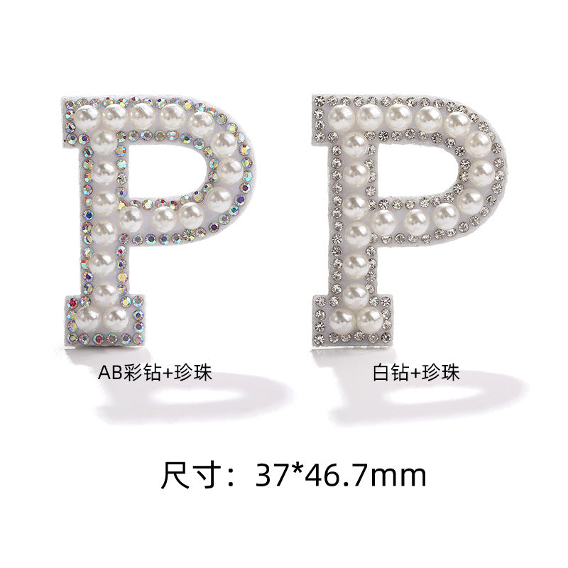 English Letter Hot Patch Stickers - 26 Letters White Imitation Pearl DIY Clothing Accessories