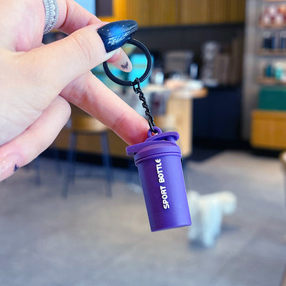 Creative sports fitness mini water bottle key chain school bag small pendant car key chain bag pendant small gift