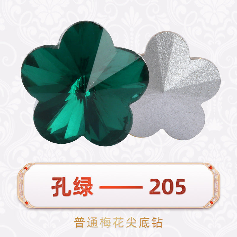 Factory wholesale plum blossom rhinestones, irregular pointed bottom glass rhinestones, phone diamond sticking materials, DIY jewelry accessories