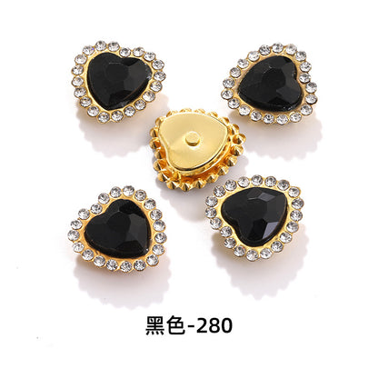 Factory wholesale Peach Heart Sunflower double-layer heart-shaped glass hand-sewn diamond DIY shoes and bags, clothing accessories, accessories