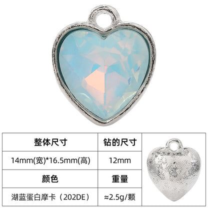 Heart-inlaid 12MM peach heart single crystal pendant bracelet, headpiece, flower tray material, DIY accessory pendant