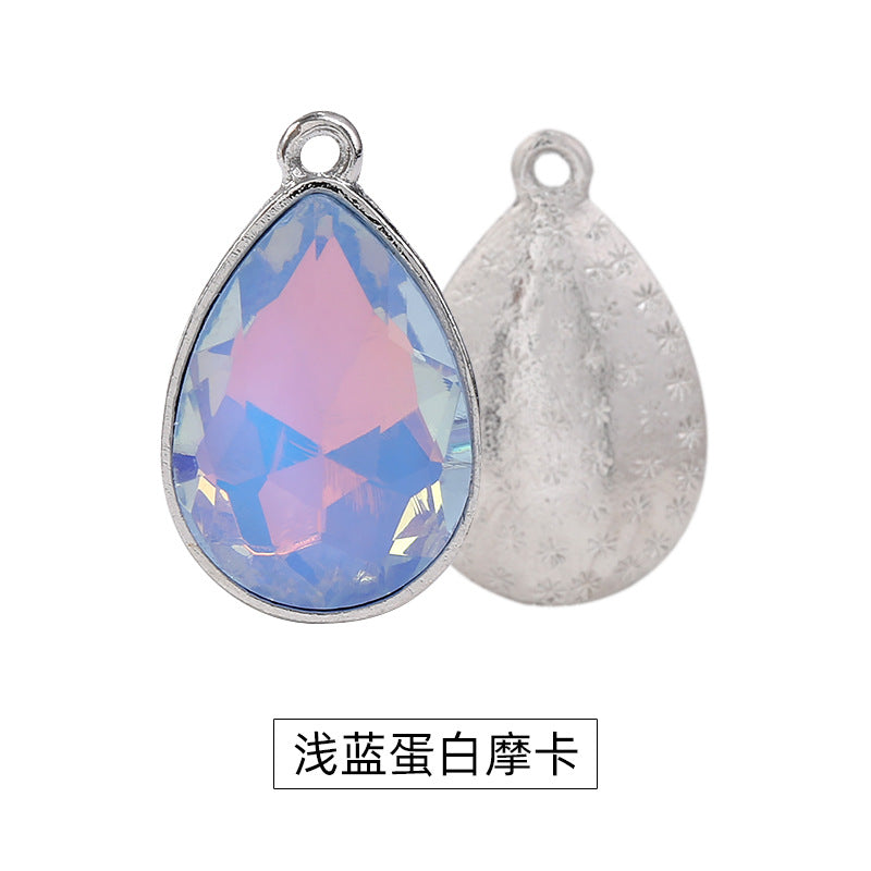 Waterdrop single pendant, teardrop zinc alloy base with glass inlaid with diamonds, protein mocha diamond, water drop single pendant accessory