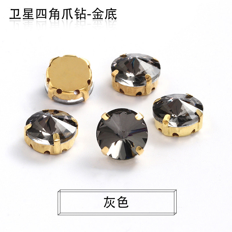 Xichuan new gold background satellite square corner hand sewing drill claw drill DIY clothing collar dress accessories material wholesale