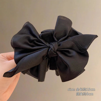 Korean-style bow claw clip for women, high-end look, full-toned hair volume at the back of the head, high-end shark clip hair clip, small size