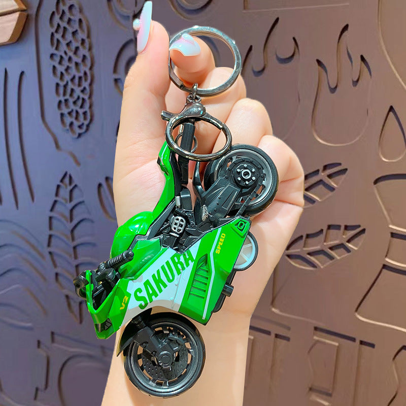 Cartoon Cool Motorcycle Toy Keychain - Creative Alloy Pull Back Motorcycle Car Bag Pendant Small Gift