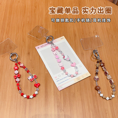 DIY everything goes well beaded mobile phone chain high-end pendant women's bag keychain hanging ornament New Year's gift