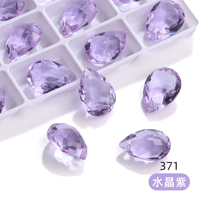 K9 High-End Waterdrop Single-Hole Glass Pendant with Perforated 10*14 Pointed Base Rhinestone Accessories for Wedding Dresses, Shoes, and Bags