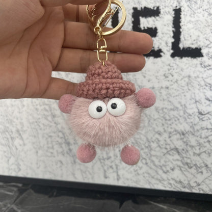 Imitation mink fur small briquette plush pendant, car keychain pendant, trinket, plush bag pendant, school bag pendant