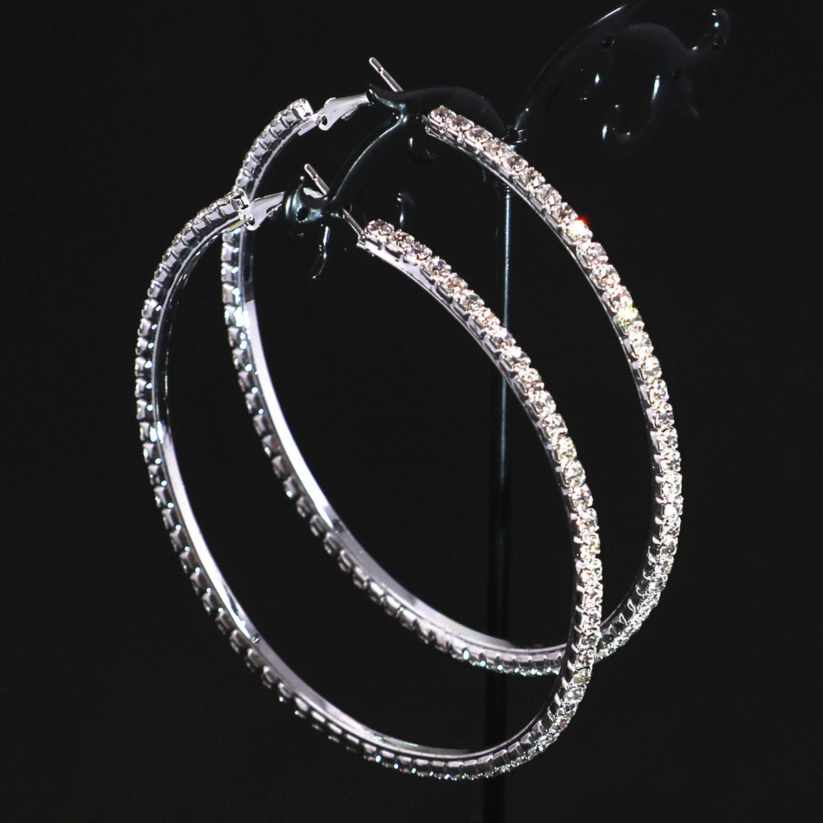 2-4-6-8-10cm oversized earrings exaggerated earrings european and american round rhinestone geometric hoop earrings for women cross-border