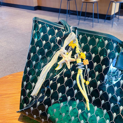 Creative miu starfish bracelet keychain bag pendant simple couple DIY car keychain pendant wholesale