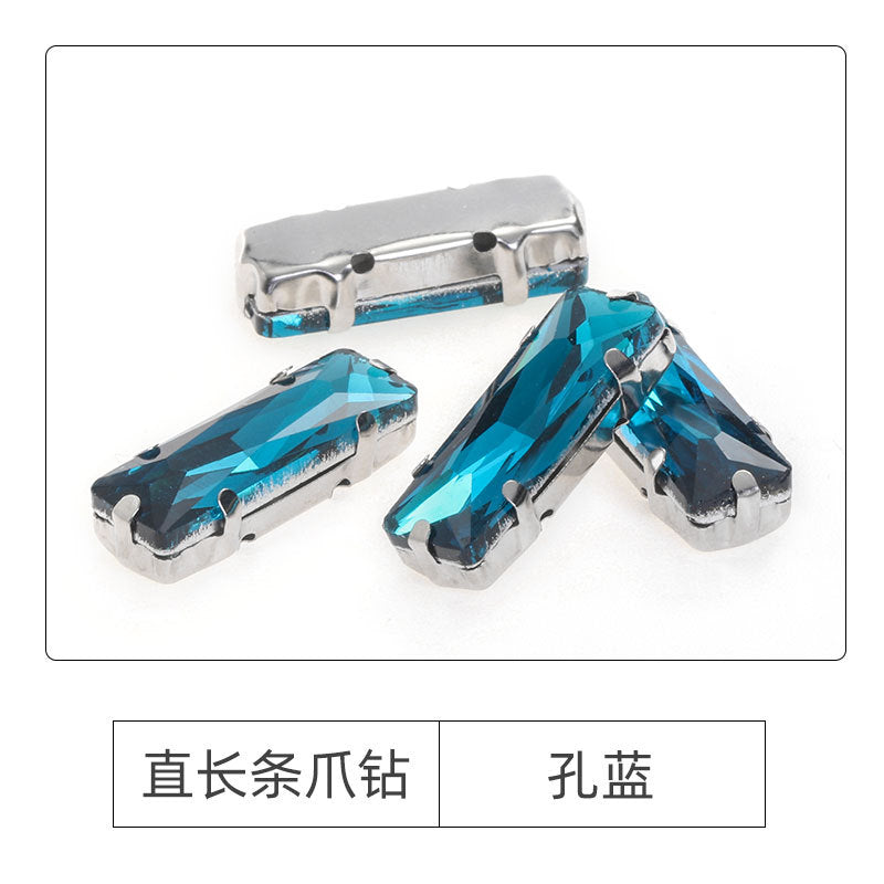 Xichuan Straight Long Claw Rhinestone Glass Hand-Stitched Diamond DIY Accessories Shoe Bag Handmade Materials White K with Claw Diamond