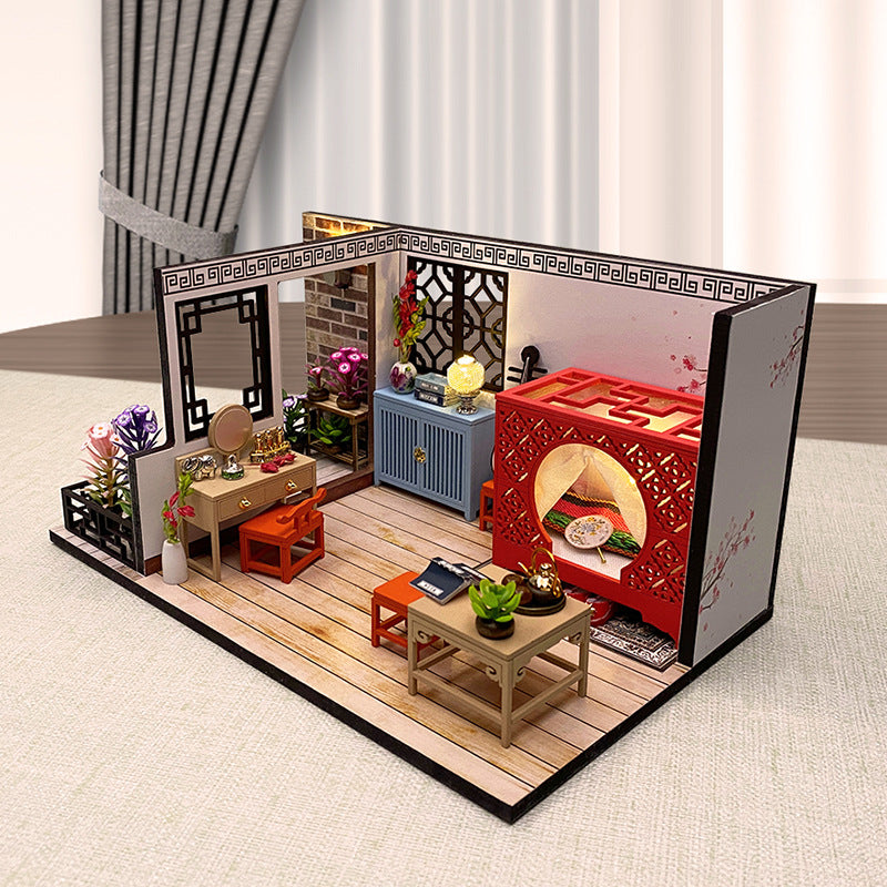 Meidai DIY Cottage Ancient Style Yao Hua Hanju Retro Juzao Jun Wooden Handmade Building Assembling Toys Creative Send