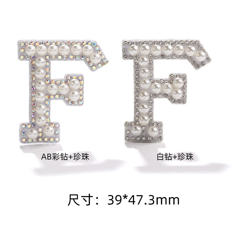 English Letter Hot Patch Stickers - 26 Letters White Imitation Pearl DIY Clothing Accessories