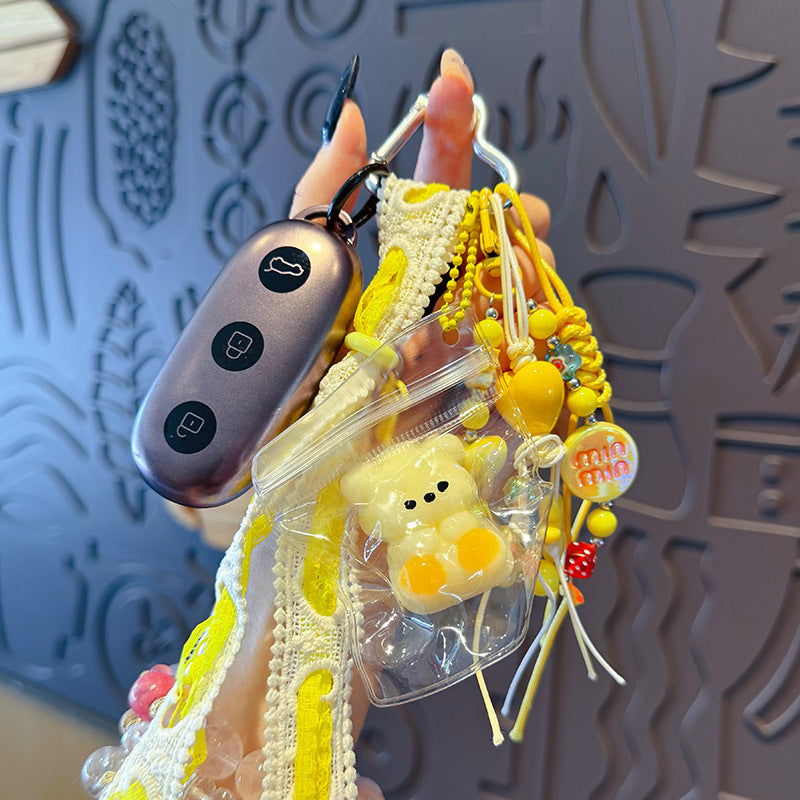 Handmade beading DIY pinch doll keychain pendant cute bear miu series bag pendant keychain accessories