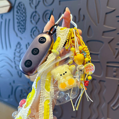 Handmade beading DIY pinch doll keychain pendant cute bear miu series bag pendant keychain accessories
