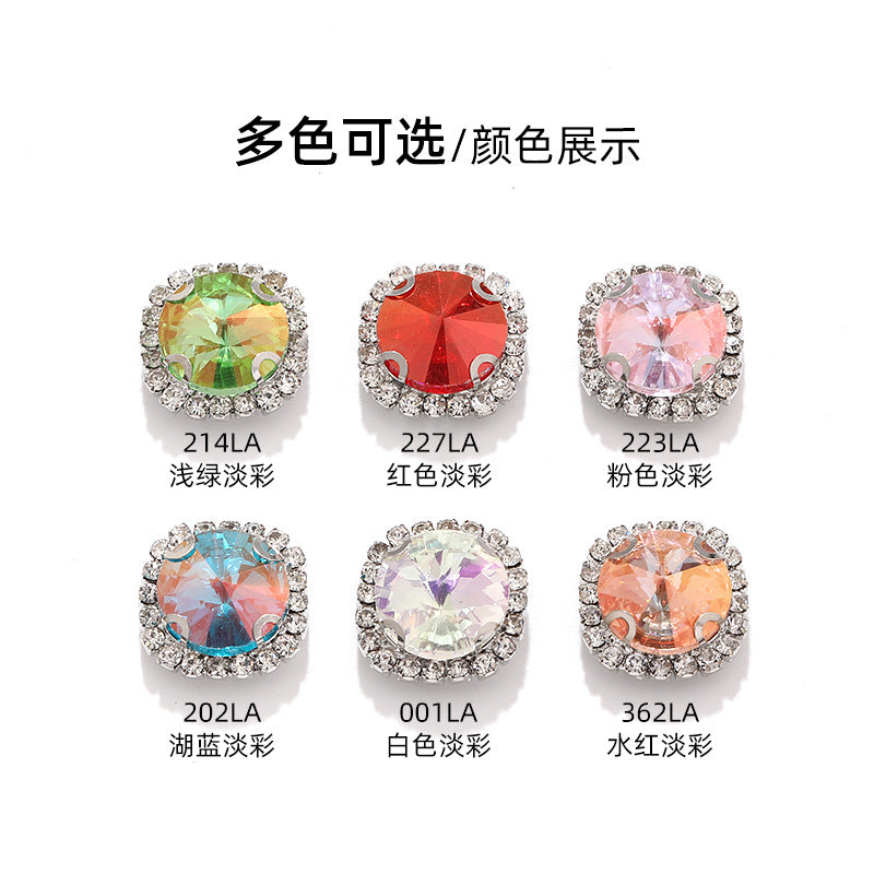 New border satellite light color crystal buttons with hand-stitched glass diamonds thickened base base - clothing and luggage DIY accessories
