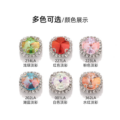 New border satellite light color crystal buttons with hand-stitched glass diamonds thickened base base - clothing and luggage DIY accessories
