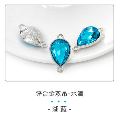 Direct supply of waterdrop double pendants, zinc alloy pendants, earrings, bracelets, jewelry accessories, high-value waterdrop double pendants
